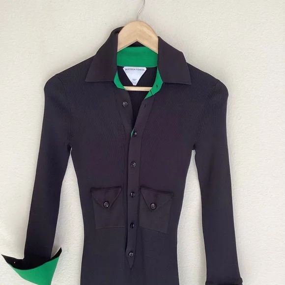 Bottega Veneta Black Ribbed Silk Blend Jumpsuit SZ XS - Picture 4 of 9